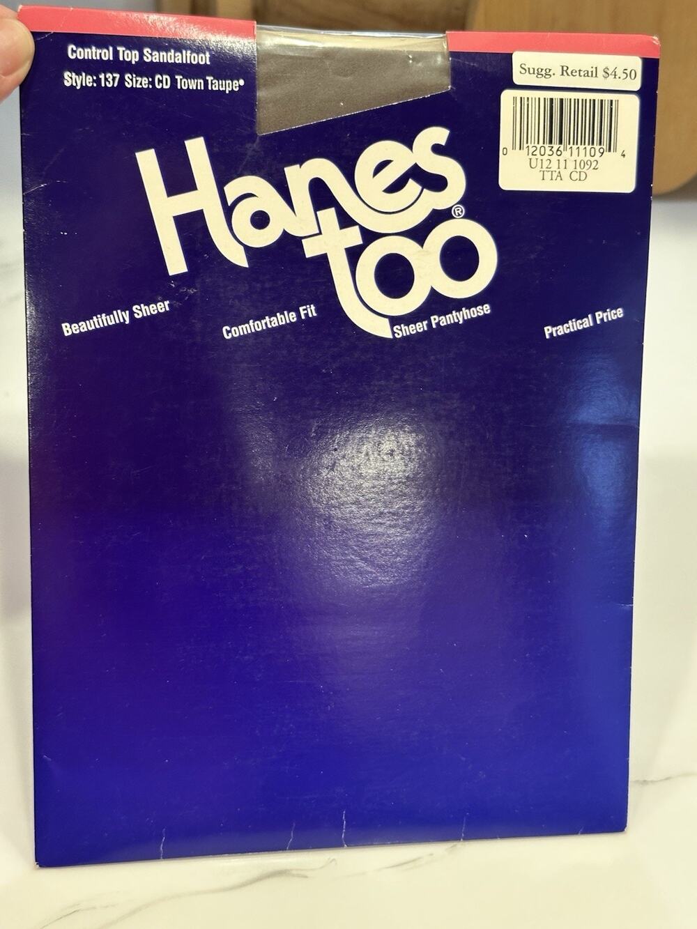 Hanes Too Control Top Pantyhose Size CD Taupe Sandalfoot Nylons NEW Vintage NOS